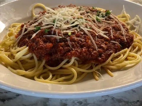 Spaghetti with meat sauce for catering at Spiro's Pizza & Pasta in Shoreline WA